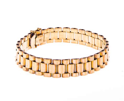 children's rolex style bracelet|9ct Gold Children’s Rolex Style Bracelet 18.9g.